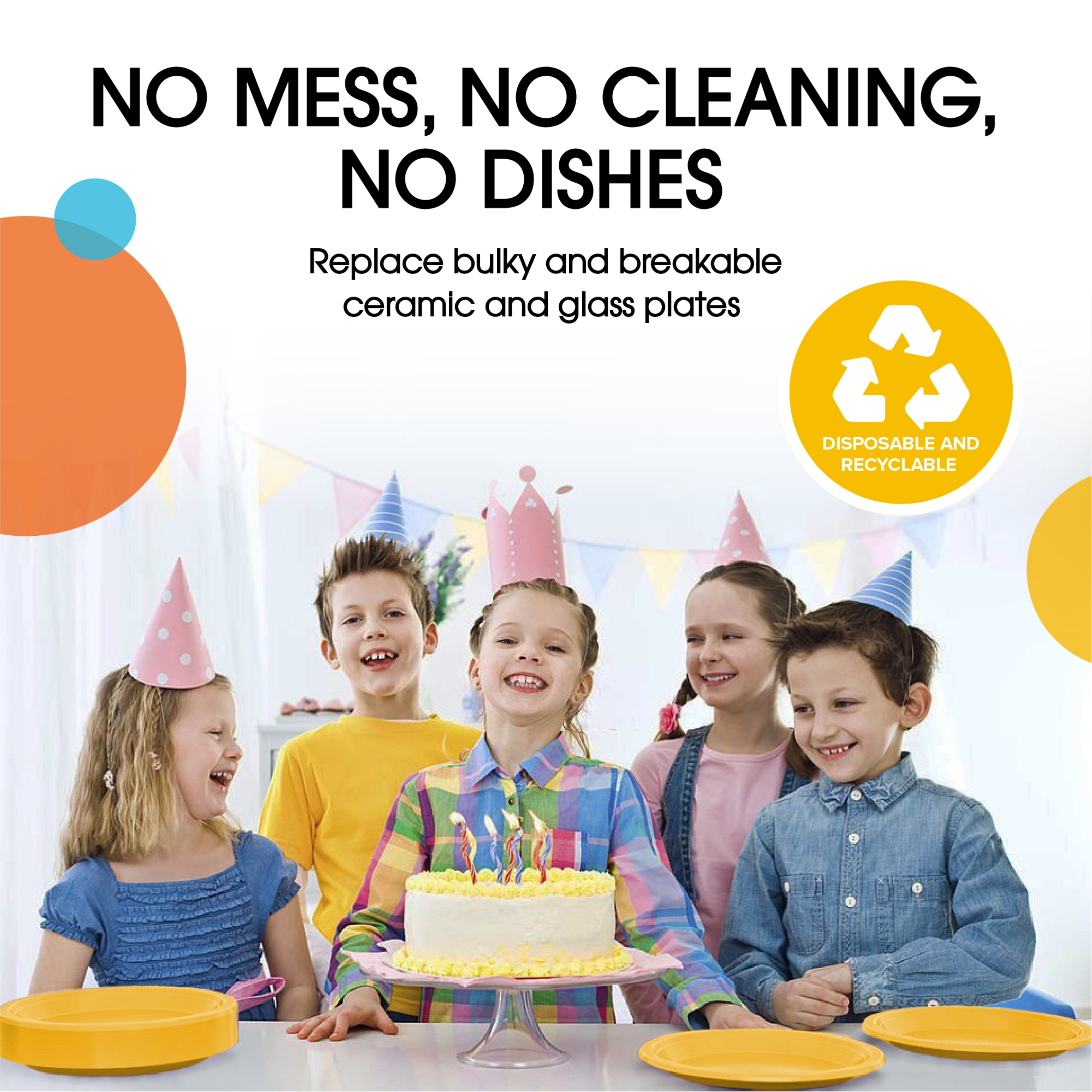 7 In. Yellow Plastic Plates | 100 Count