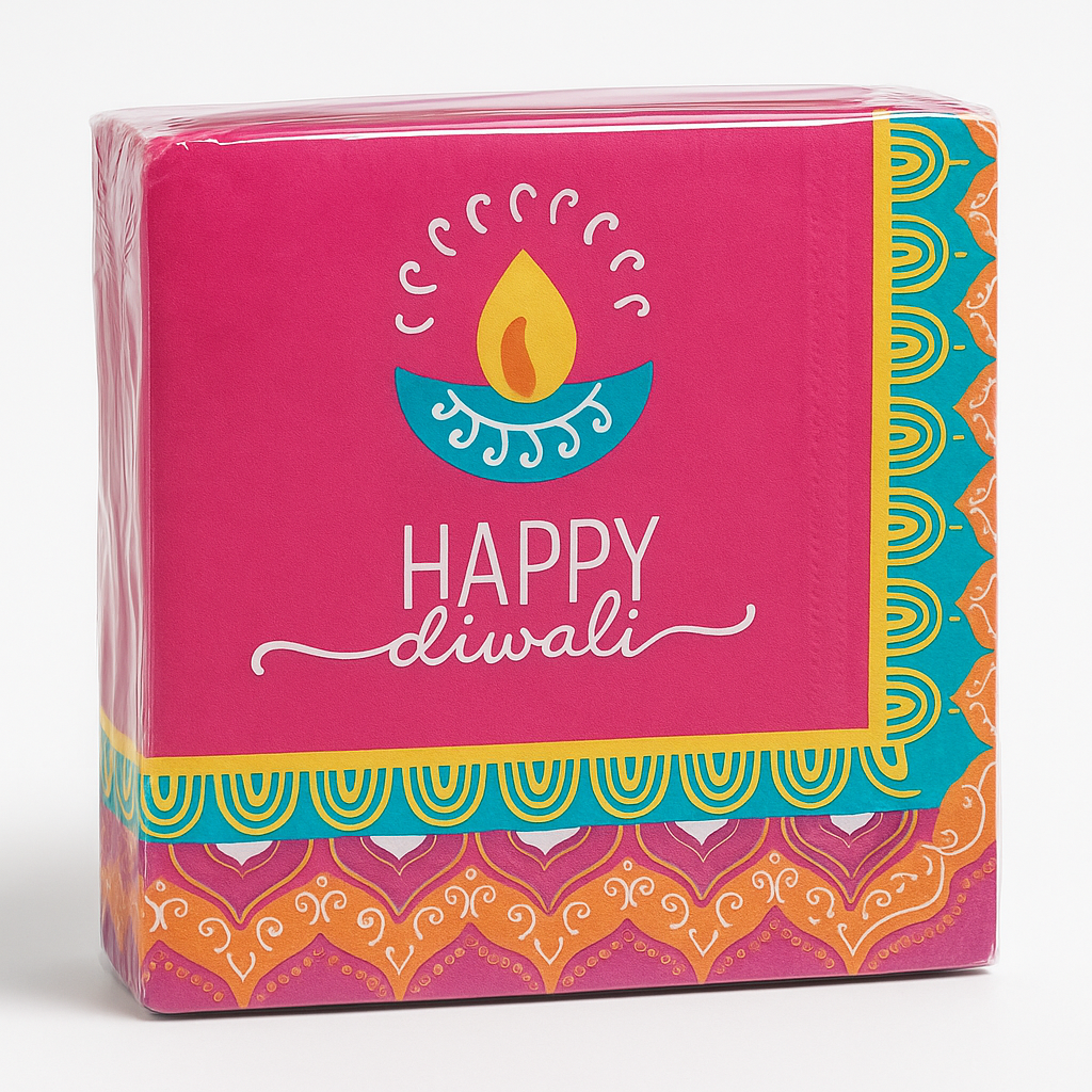 Diwali Celebration Beverage Napkins - 5 In. X 5 In.