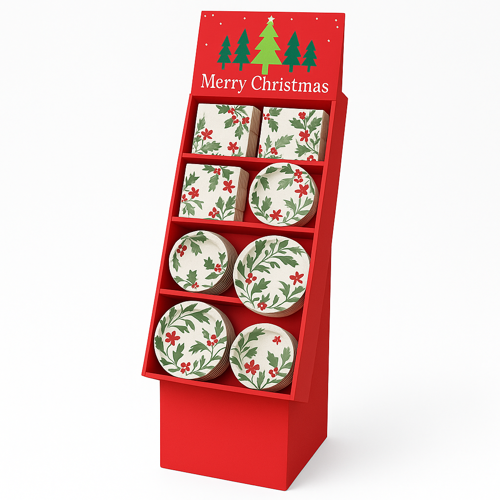 Festive Holly and Berry Christmas Tableware Display