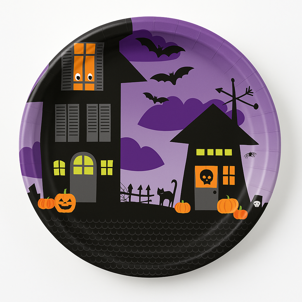 Spooksville Halloween 6.75" Round Paper Plates
