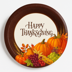 Autumn Harvest Thanksgiving Paper Plates - 6.75"