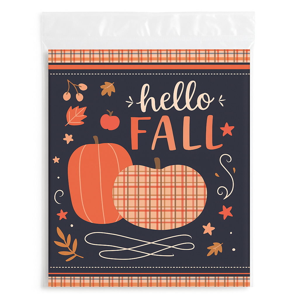 Fall Harvest Plastic Table Cover - "Hello Fall" Design