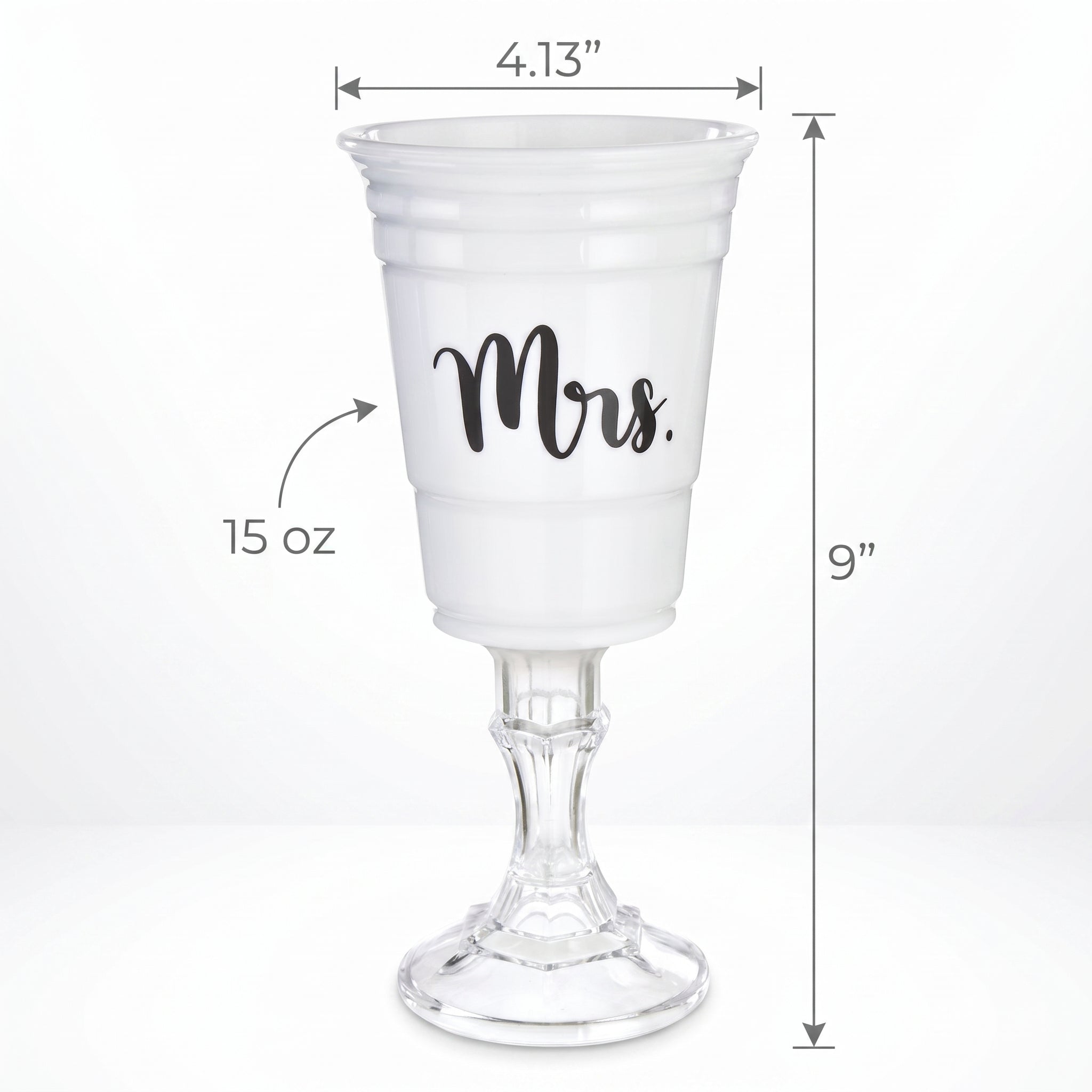 "Mrs." White Party Cup with Stand, 15oz - Fun Wedding Drinkware
