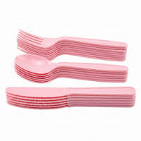 Elegant Pink Assorted Plastic Cutlery Set - 24 Pieces - 7.5 in.