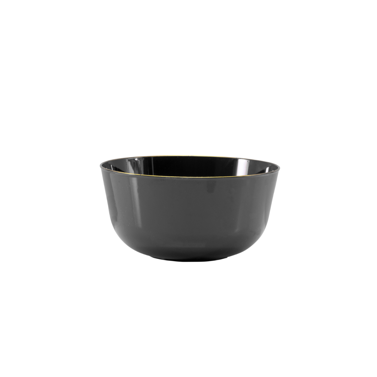 Classic Black Design Plastic Bowls | Gold Rim 10 Count