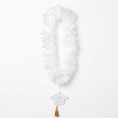 White Graduation Celebration Lei Necklace