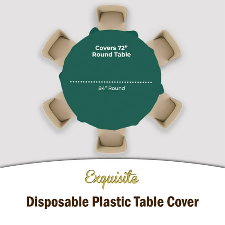 Premium Round Dark Green Plastic Table Cover - 84 in. | Case of 96