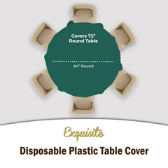 Premium Round Dark Green Plastic Table Cover - 84 in. | Case of 96