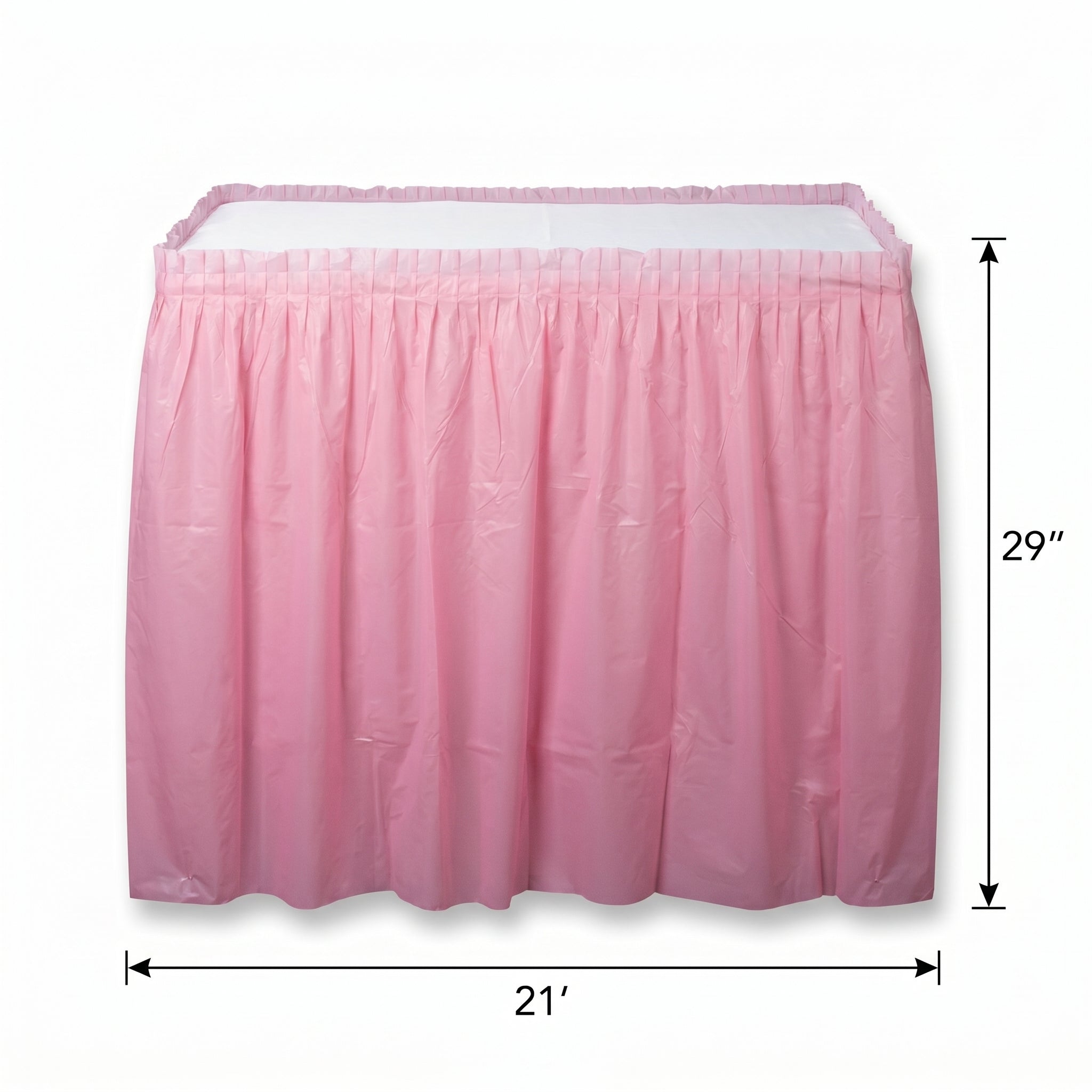 Elegant New Pink Plastic Table Skirt - 168" x 29"