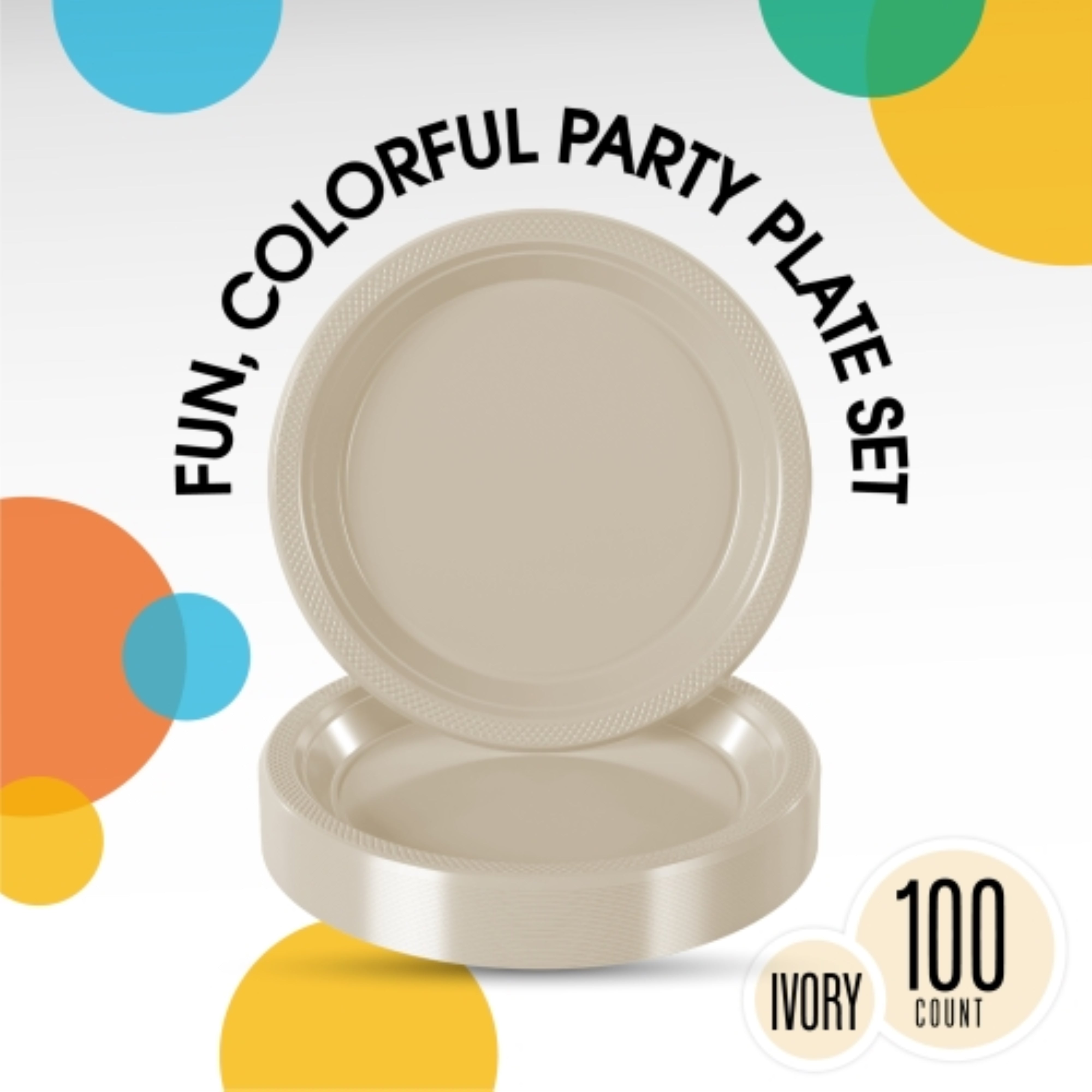 9 In. Ivory Plastic Plates | 100 Count