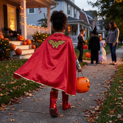Kids' DC Wonder Woman Cape, Red/Gold, Wearable Costume Accessory for Halloween - One Size (30" long)