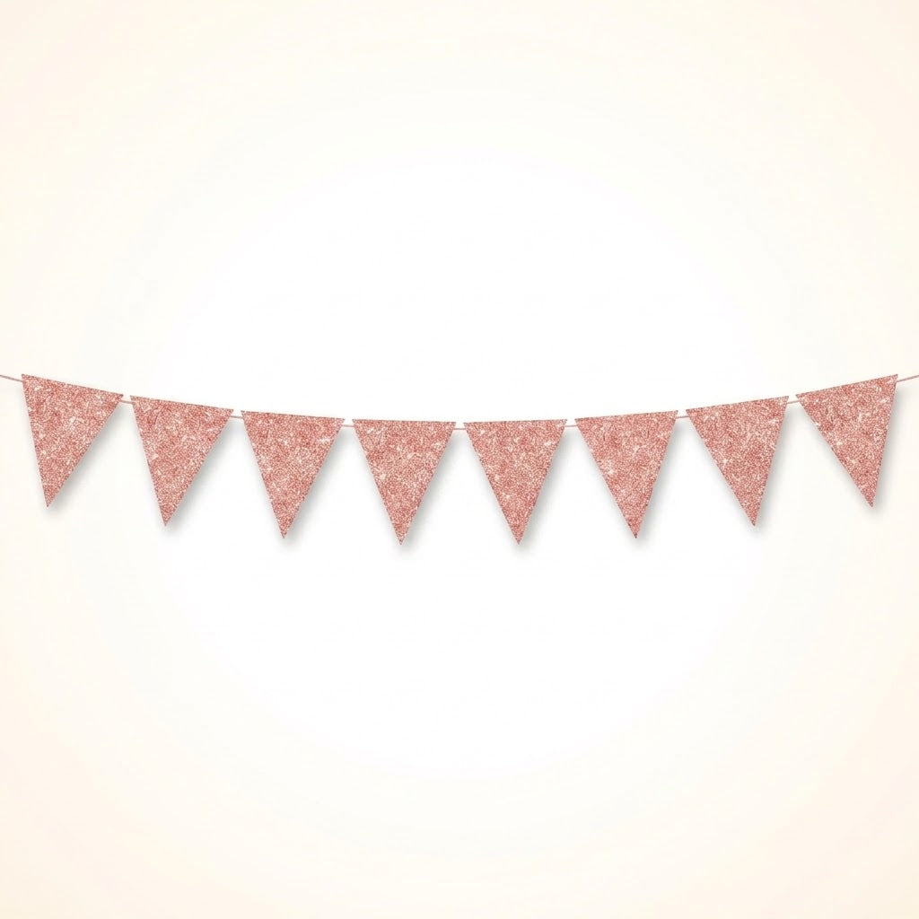 Rose Gold Mini Sparkle Paper Pennant Banner