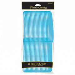 Caribbean Blue Plastic Knives - Pack of 20 - 7.5 in.