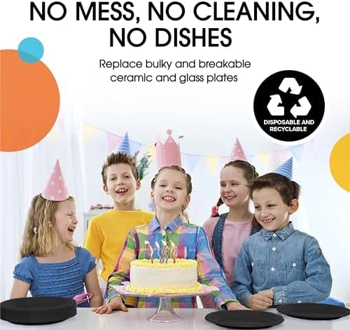 9 in. Black Plastic Plates | 50 Count