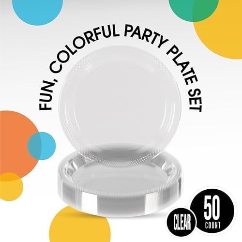 9 in. Clear Plastic Plates | 50 Count