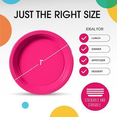7 in. Cerise Plastic Plates | 50 Count