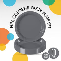 7 in. Silver Plastic Plates | 50 Count