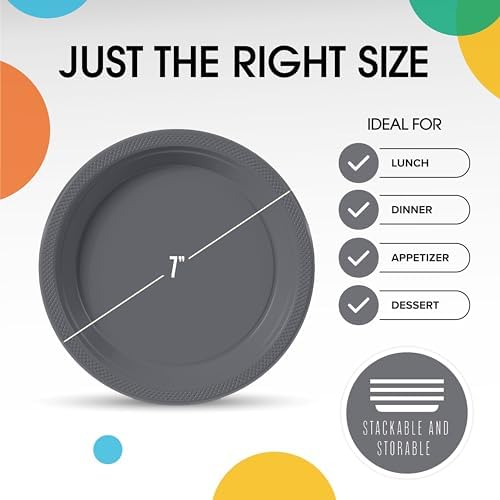 7 in. Silver Plastic Plates | 50 Count