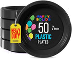 7 in. Black Plastic Plates | 50 Count
