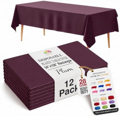 Plum Plastic Table Covers | 12 Pack | 54 in. x 108 in.