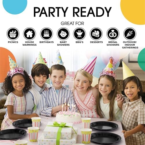 10 in. Black Plastic Plates | 50 Count