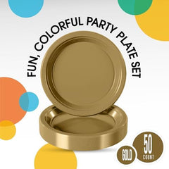 10 in. Gold Plastic Plates | 50 Count