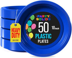 10 in. Dark Blue Plastic Plates | 50 Count