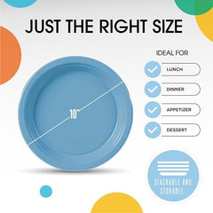 10 in. Light Blue Plastic Plates | 50 Count
