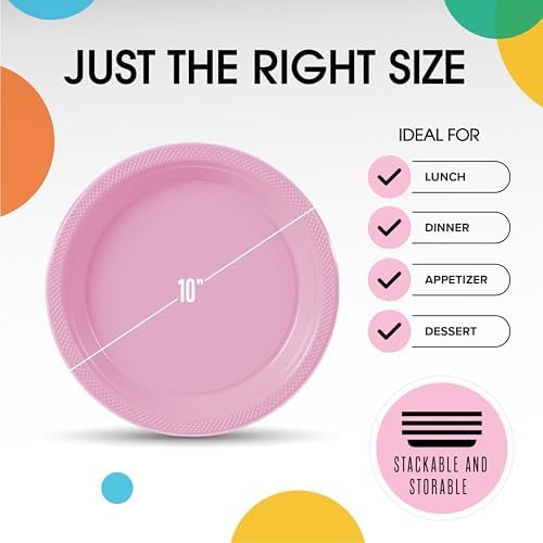 10 in. Pink Plastic Plates | 50 Count