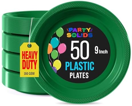 9 in. Emerald Green Plastic Plates | 50 Count