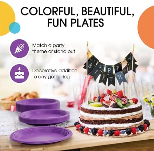 10 in. Purple Plastic Plates | 50 Count