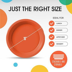 10 in. Orange Plastic Plates | 50 Count