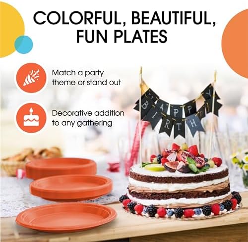 10 in. Orange Plastic Plates | 50 Count