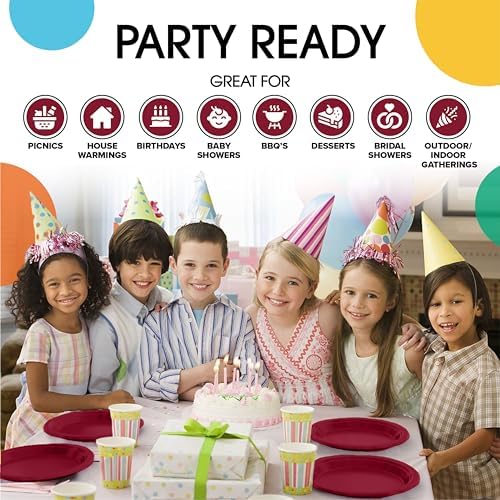 10 in. Burgundy Plastic Plates | 50 Count