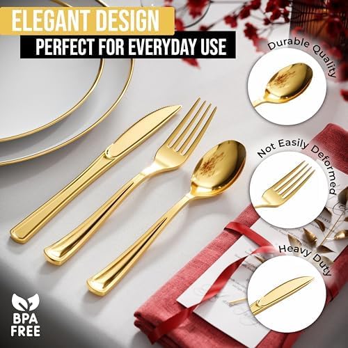 Exquisite Gold Classic Cutlery Combo | 120 Knives,120 Spoons, 240 Forks