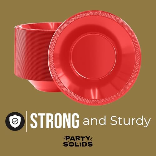 12 Oz. Red Plastic Bowls | 50 Count