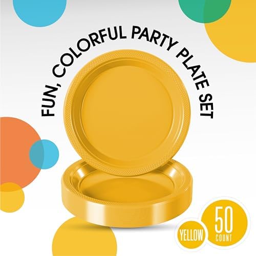 10 in. Yellow Plastic Plates | 50 Count