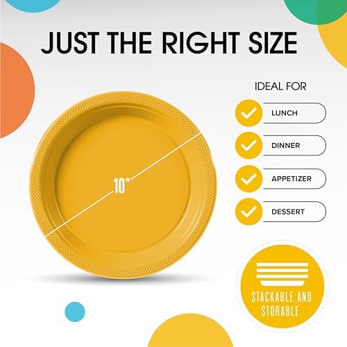 10 in. Yellow Plastic Plates | 50 Count