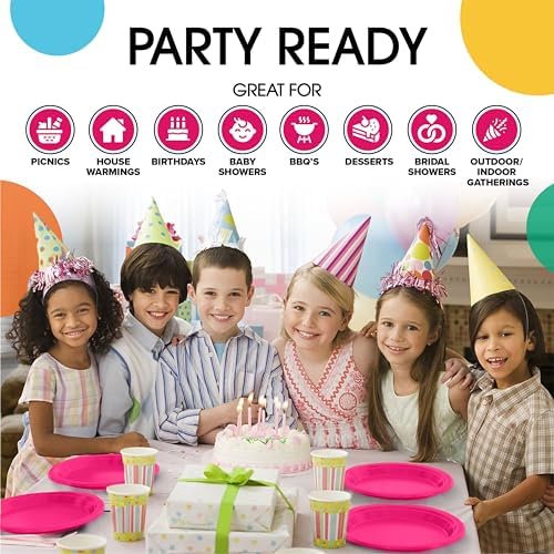 10 in. Cerise Plastic Plates | 50 Count