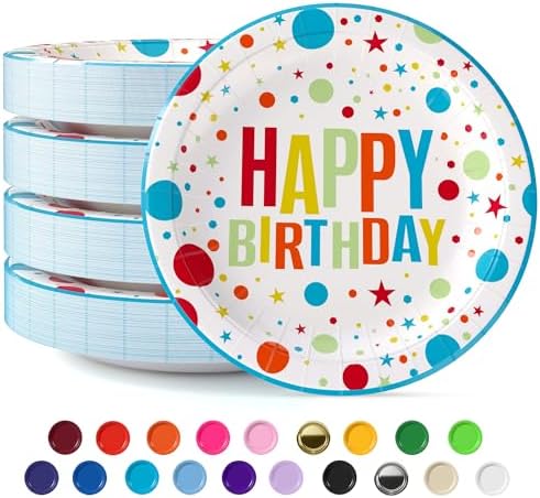 7 in. Birthday Print Paper Plates | 50 Ct.