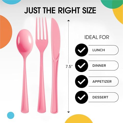 Heavy Duty light Pink Cutlery Combo | 7.5 in. | 80 Count