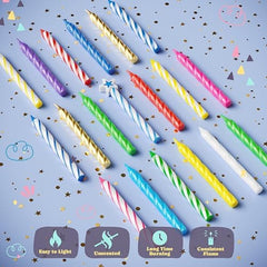 Assorted Spiral Birthday Candles - Vibrant Primary Colors