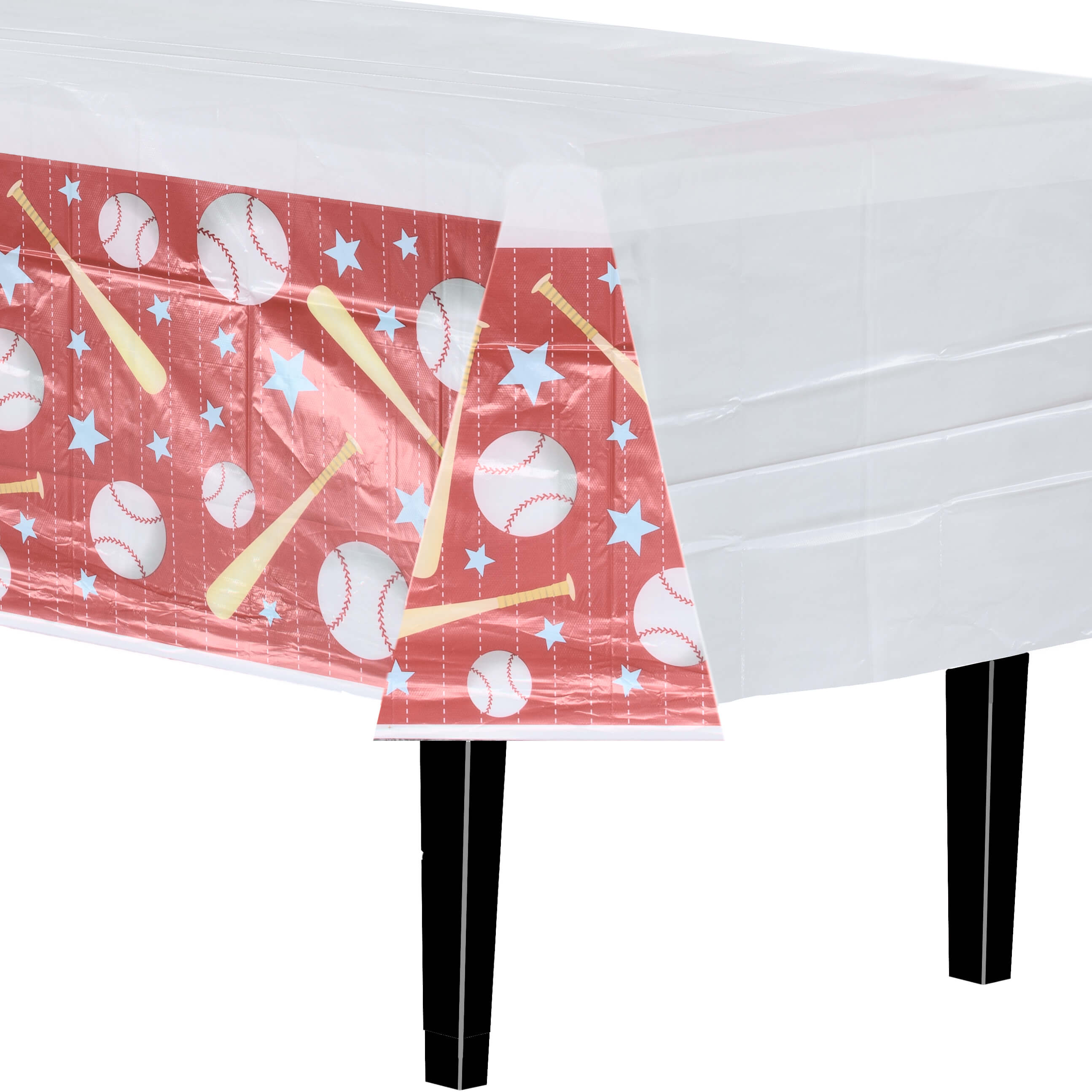 Baseball Print Plastic Table Covers | 12 Pack - 54 in. x 90 in.