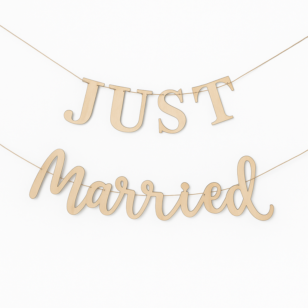 Ginger Ray "Just Married" Wooden Pennant Banner for Weddings
