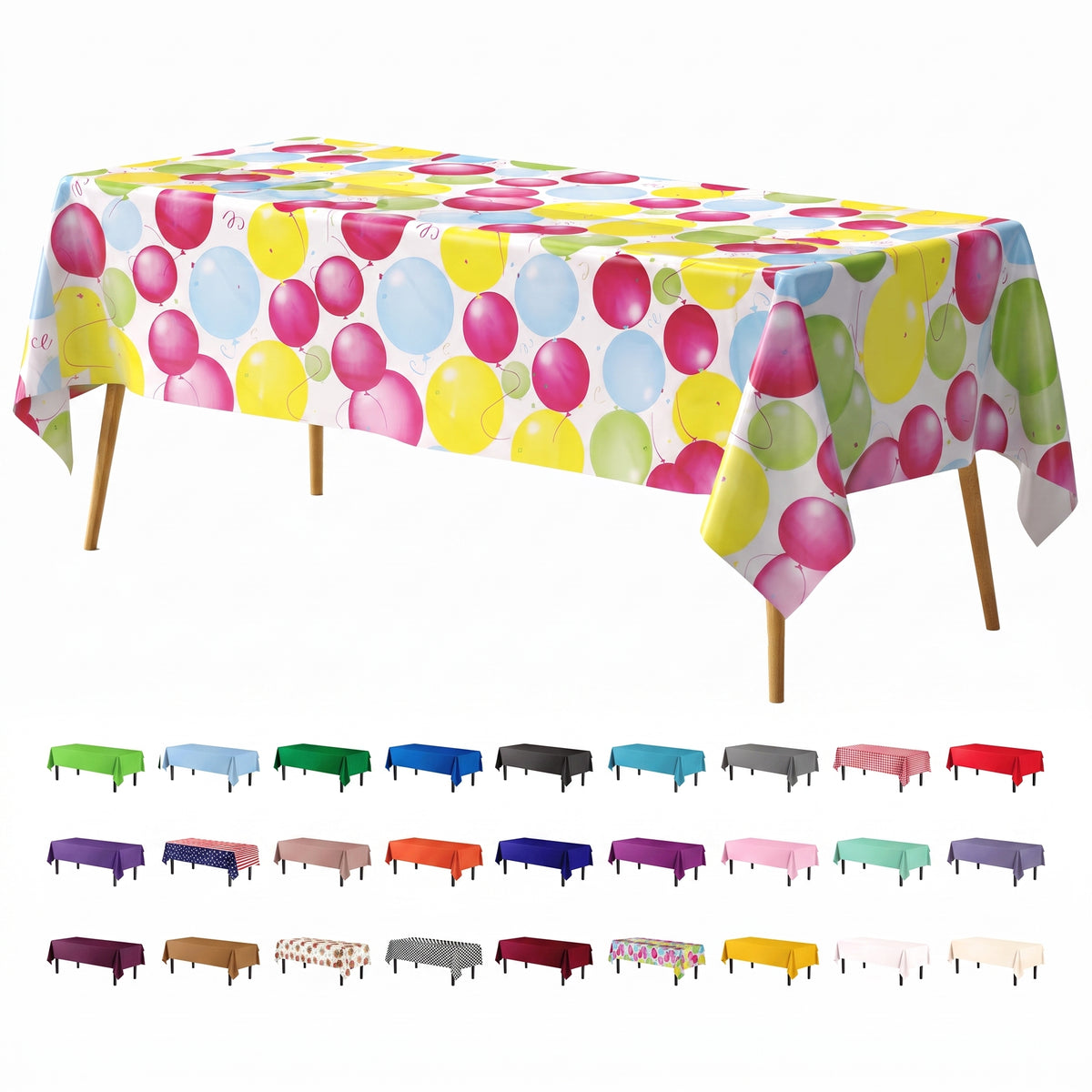 Balloon Print Plastic Table Cover | 54 in. x 108 in.