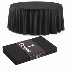 120 in. Premium Round Black Plastic Table Cover