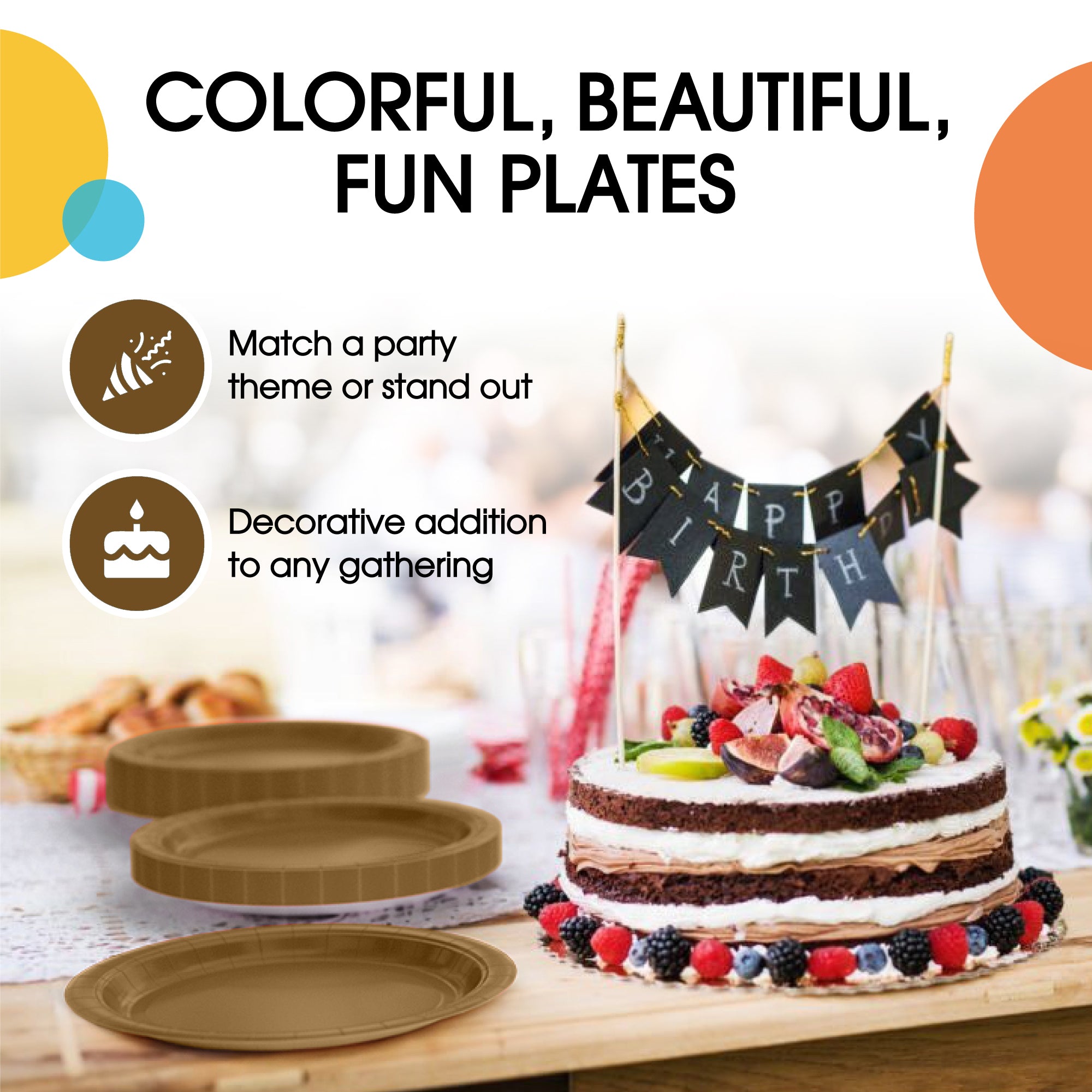 9 In. Bronze Paper Plates - 20 Ct.