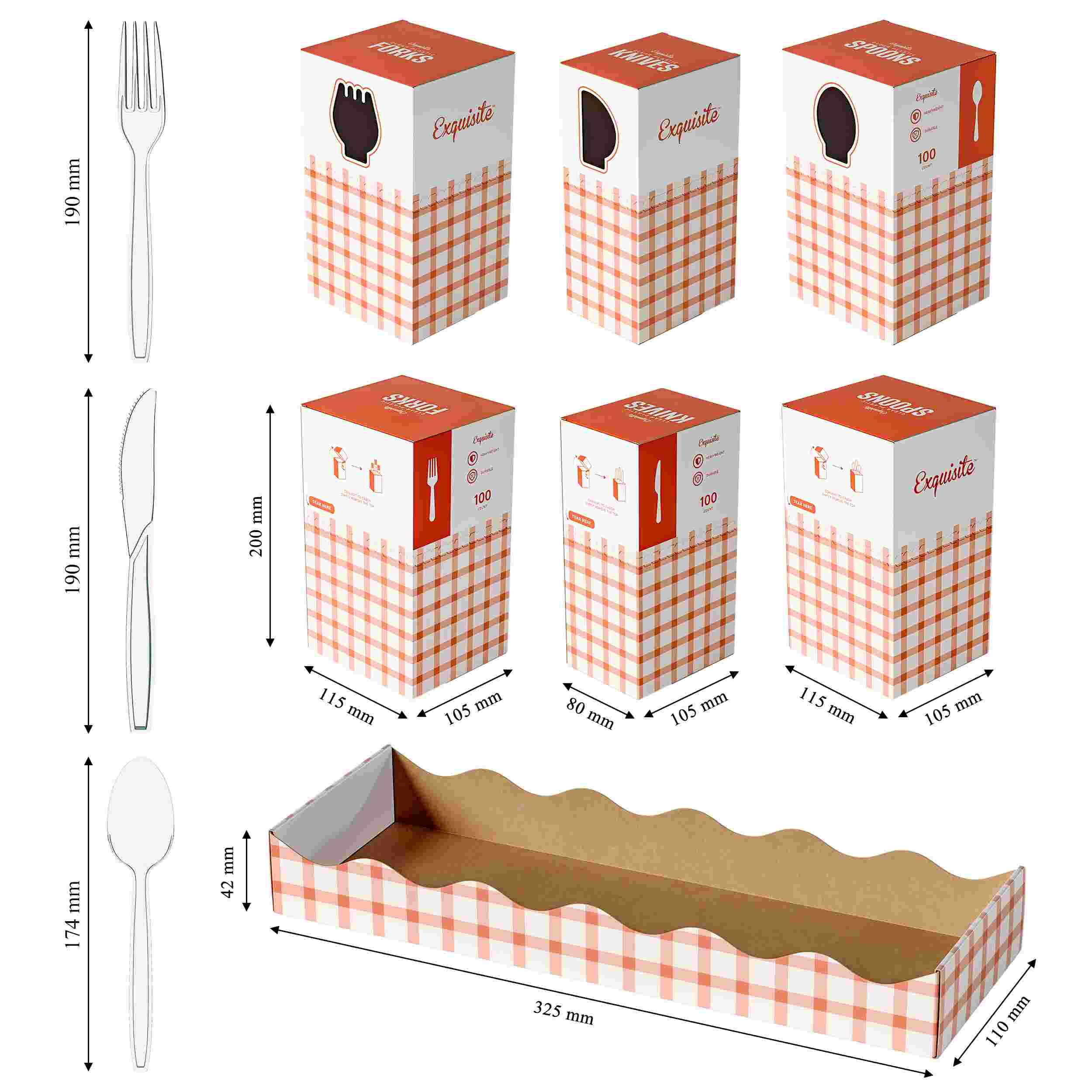 Clear Cutlery Caddy Combo - Gingham