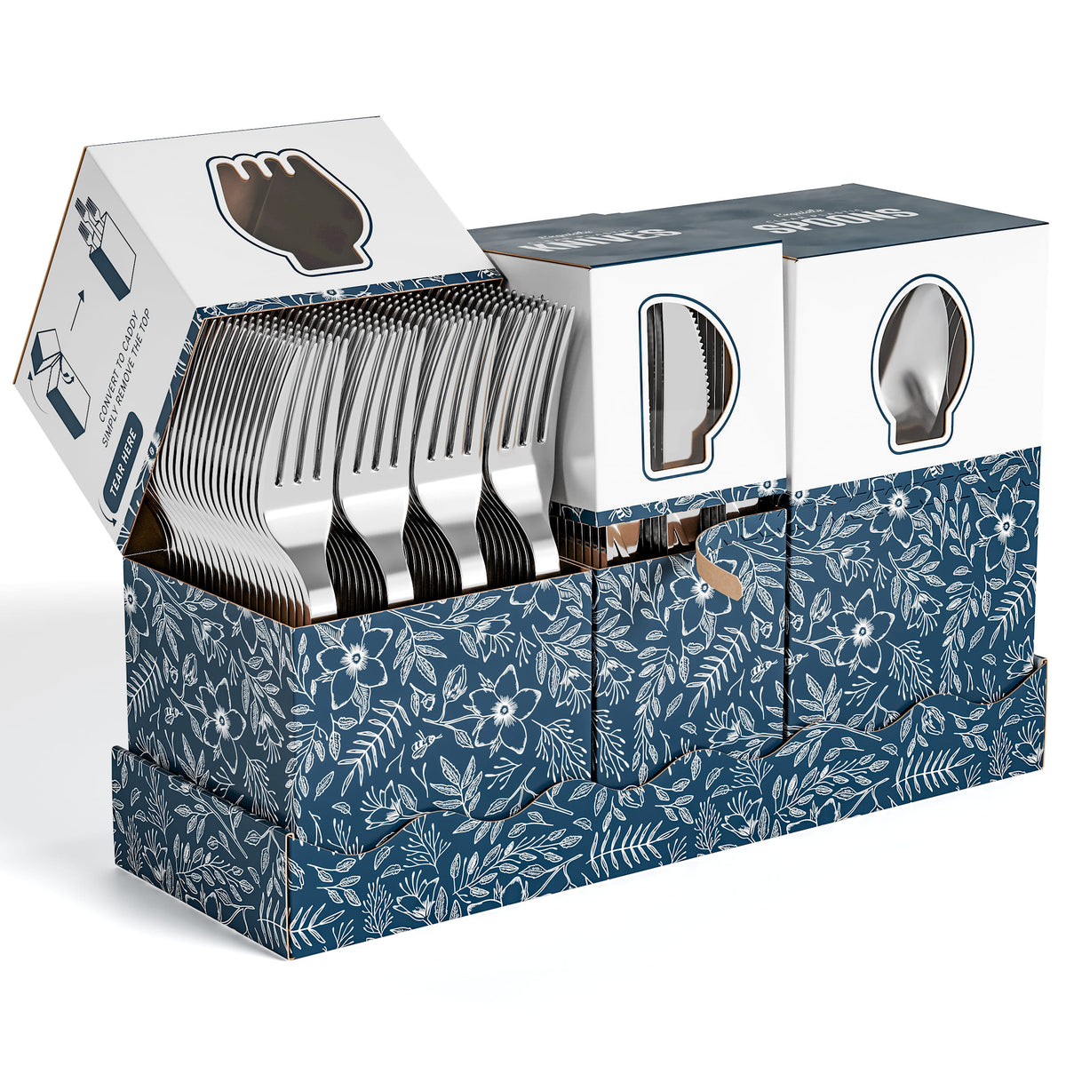 Silver Cutlery Caddy Combo - Floral