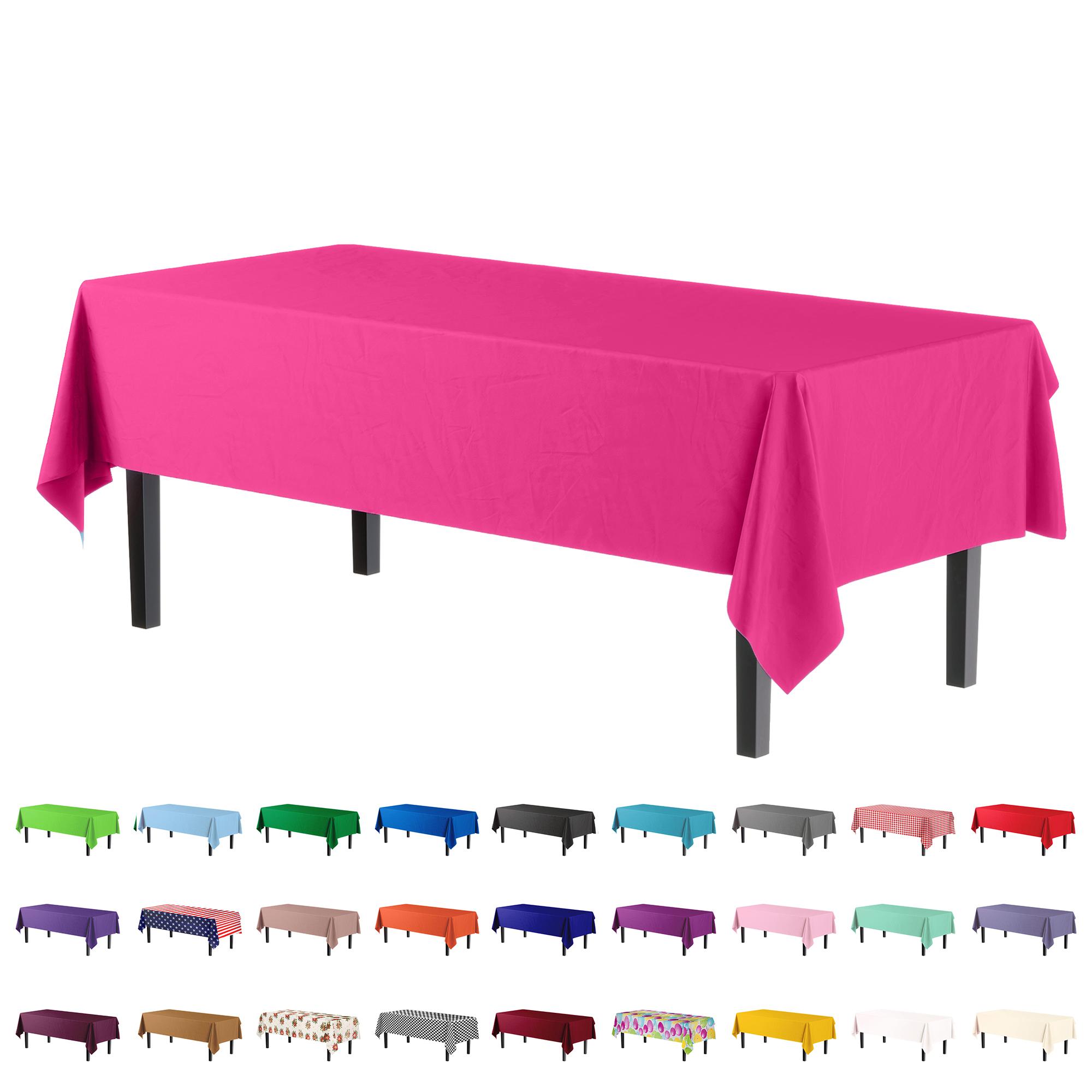 Premium Cerise Plastic Table Cover | Case of 96 - 54 In. x 108 In.